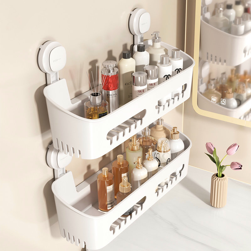 浴室吸盘式置物架厕所免打孔墙上收纳盒卫生间